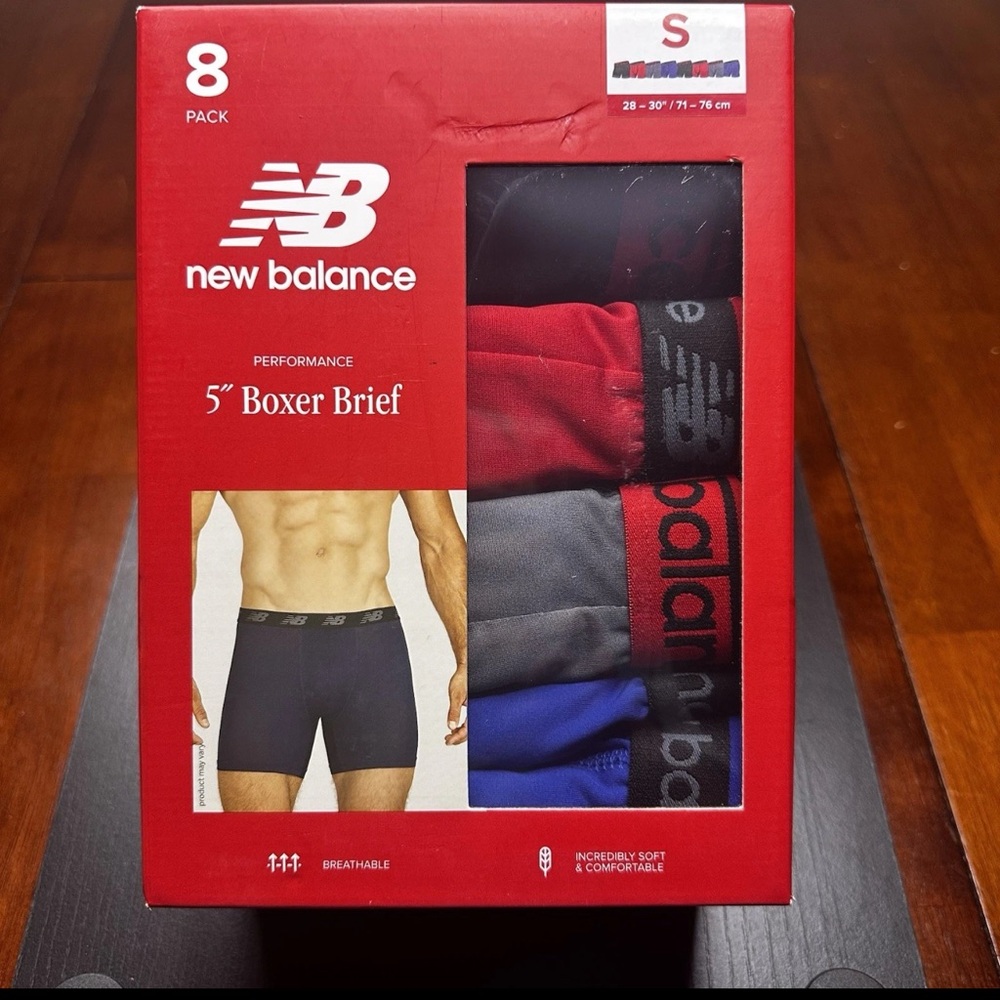 New Balance Performance‎ 5" Boxer Briefs - 8 Pack Men's Small Multicolor NIB $80
